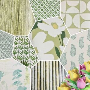 9 Large Quality Green Color Theme Wallpaper Sheets Bundle + Textured & 1 Vinyl